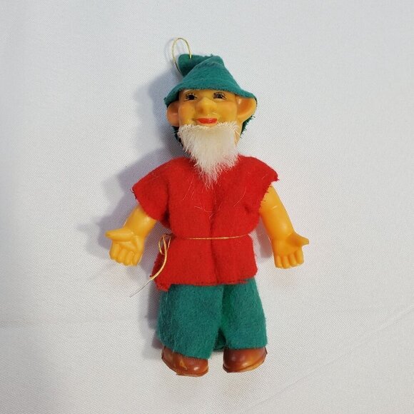 Vintage Felt Elf Gnome Christmas Tree Ornament 1950's Christmas Decoration - Picture 5 of 5